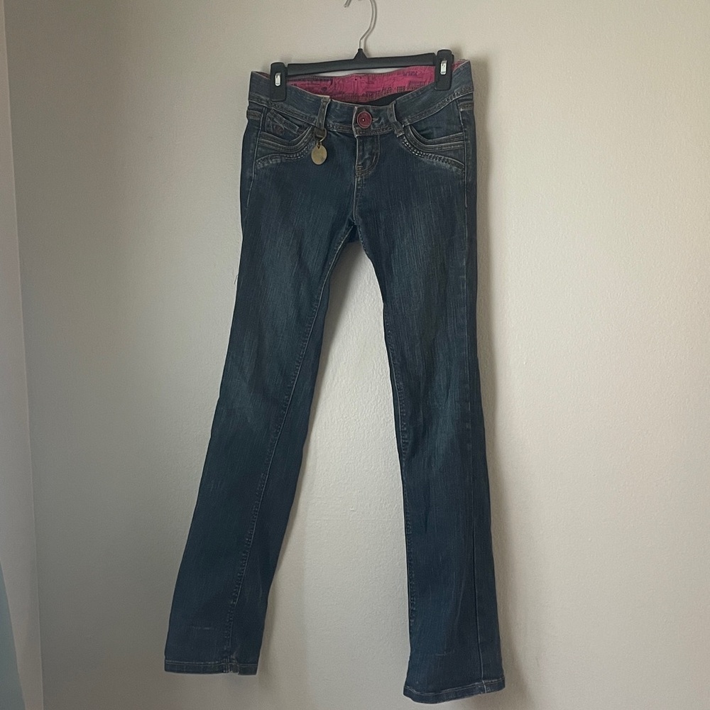 TOUGH JEANS | Dark Blue Straight Leg Super Low Rise 90’s inspired Jeans
